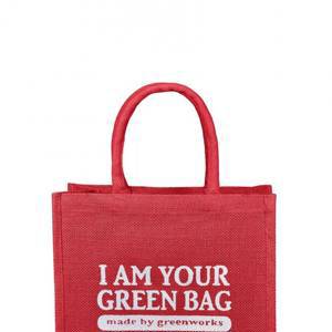 Джутовая сумка "I Am Your Green Bag" ярко-красная