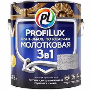 Грунт эмаль по ржавчине 3 в 1 "Profilux" молотковая зелёная 0,8кг