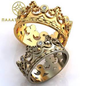 Мужское кольцо "Короны" 12 мм с изумрудами и рубинами