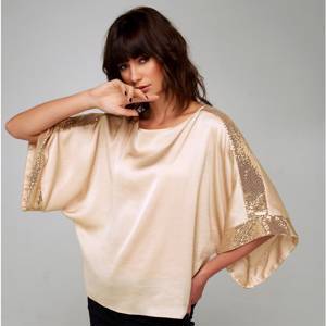 Sequin trim kimono top