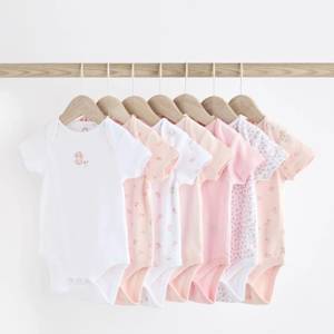 Pink Bunny 100% Cotton Short Sleeve Bodysuits