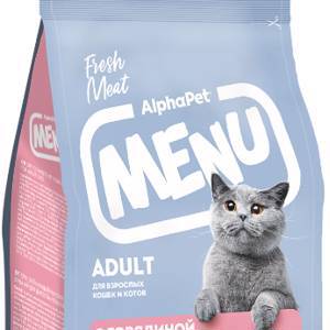 ALPHAPET Menu Cat Beef сухой корм для взрослых кошек и котов ГОВЯДИНА