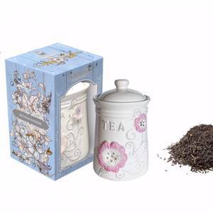 TEABREEZE (ТИБРИЗ). Подарочная керамическая чайница Орхидеи (чай Золотой Ассам) (ВБ/П) 1/6 100г.