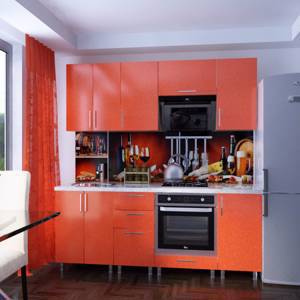 Кухня Модерн фасады Оранж на 1950 мм
