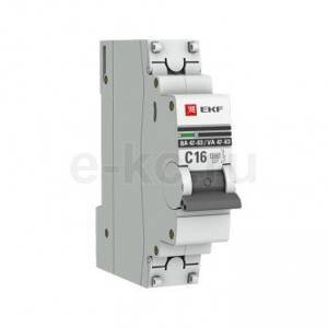 Автоматический выключатель EKF PROxima 1 П 16 А C 6 kA ВА 47-63 mcb4763-6-1-16C-pro