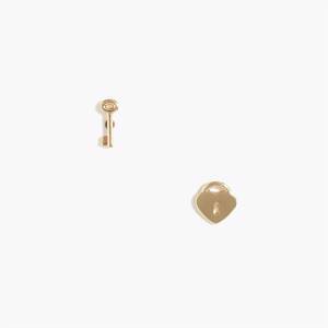 Heart lock and key mismatched stud earrings