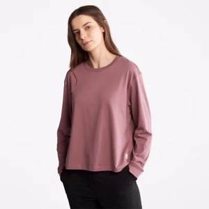 Anti-Odour Supima® Cotton Long-sleeved T-Shirt for Women in Dark Pink