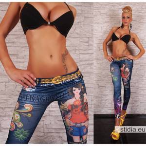 SEXY HOSE LEGGING TATTOO BLAU