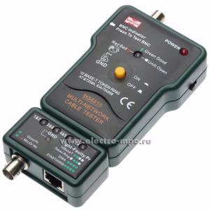 Н5004. Тестер 13-1222 MS6810 кабельный для витой пары, коаксиала, RJ45, BNC (Mastech)