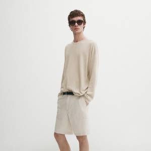 Cotton and linen blend Bermuda shorts