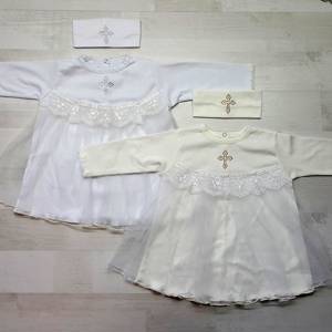 Платье крестильное с повязкой или чепчиком
