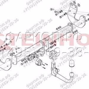 Фаркоп на Nissan X-Trail T32 2014-2022, Renault Koleos II 2016-2020. Требуется подрезка бампера. Тип шара: AV (вертикальное быстросъемное крепление шара на ключе). Нагрузки: 2100/110 кг, масса фаркопа 26,5 кг - R-048 Steinhof