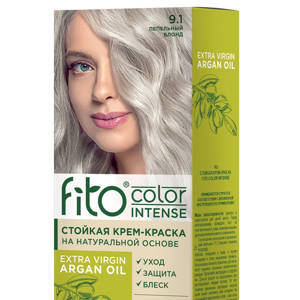 Стойкая крем-краска для волос серии Fito Сolor Intense, тон 9.1 Пепельный блонд