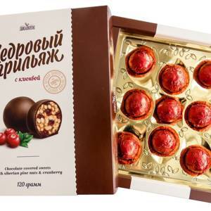 Эко продукт Конфеты Грильяж кедровый с клюквой 120 г