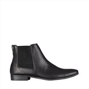 Black Leather Look Chelsea Boots