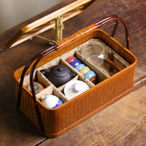 Бамбуковая чайная коробка ручной работы, коробка для чайного сервиза, отделочная коробка, коробка для хранения чайного сервиза кунг-фу, домашние путешествия, портативный пыленепроницаемый проживание в семье