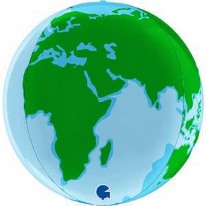 Фольгированные шары сфера 3d, планета земля, grabo, 18''/46 см, 1 шт
