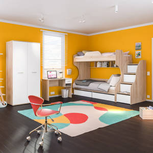 Детская Мамбо (кровать 2-х яр. + лестница + стол + шкаф)                                 (Дуб Сонома), Детская Мамбо (кровать 2-х яр. + лестница + стол + шкаф)                                                         (Дуб Сонома)