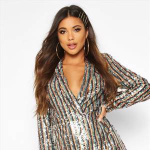 Stripe Sequin Blazer Dress