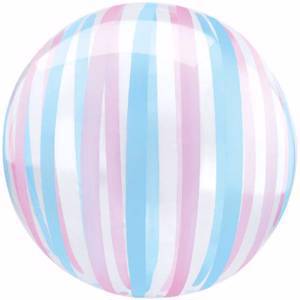 Фольгированные шары сфера 3d, deco bubble, полоски, прозрачный, кристалл, 18"/46 см, 1 шт