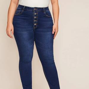 Plus Button Fly Dark Wash Jeans