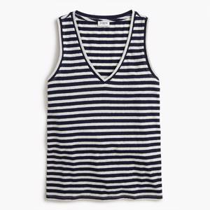 Striped cotton-blend tank top