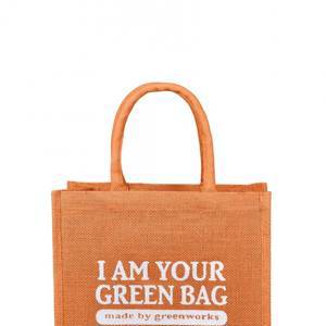 Джутовая сумка "I Am Your Green Bag" оранжевая