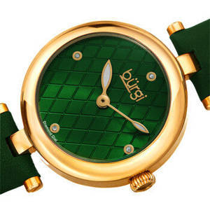 Burgi Quartz Diamond Green Dial Green Leather Ladies Watch BUR196GN