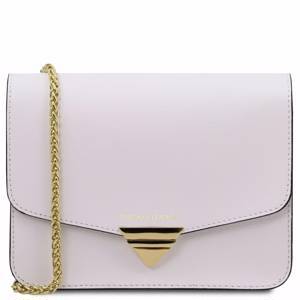 Saffiano leather clutch with chain strap