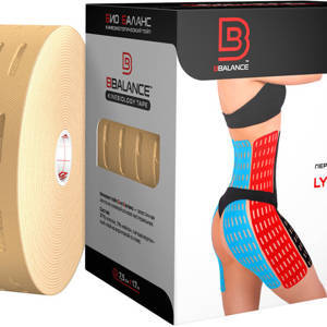 Перфорированный тейп для тела BB LYMPH TAPE™ 7,5 см × 17 м хлопок бежевый