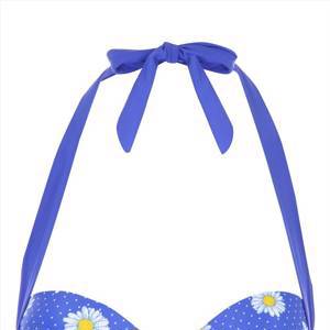 Womens Blue Floral Bikini Top