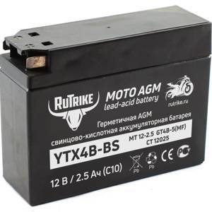 Аккумулятор стартерный для мототехники Rutrike YTX4B-BS (12V/2,5Ah) (GT4B-5, CT 12025, MT 12-2.5), 024011