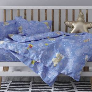 Детское постельное белье бязь мишки на облаках вид 4 голубой