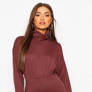 Jumbo Rib Roll Neck Mini Dress