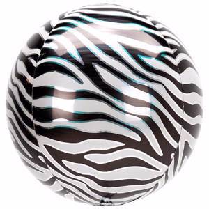 Фольгированные шары сфера 3d, зебра принт, 16"/41 см, 1 шт