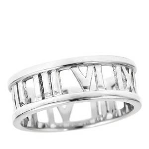 roman numeral band ring in sterling silver