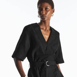 V-NECK BELTED PLAYSUIT