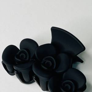 Краб для волос пласт. матовый чёрный цветы, /8,4х5,5см./, 27-782