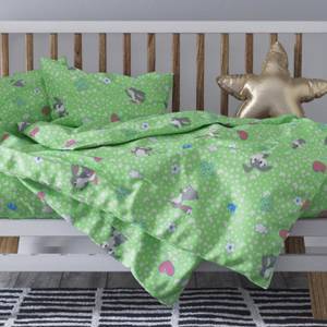Детское постельное белье бязь зайки серые вид 3_9 зеленый