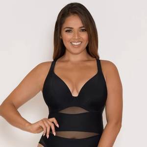 Sheer Class Plunge Swimsuit Black