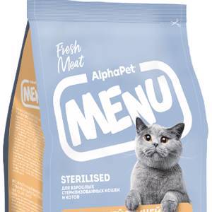 ALPHAPET Menu Sterilised Cat Poultry сухой корм для взрослых стерилизованных кошек и котов ПТИЦА