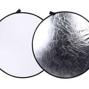 Отражатель, рефлектор круглый 110 см 2 в 1 (белый-серебро)