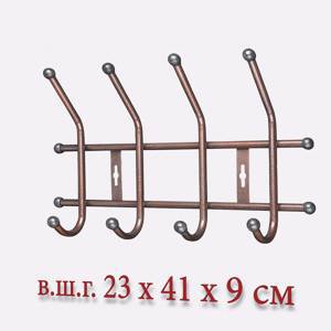 Вешалка для одежды 4 крючка бронза 41*23*9см (6)