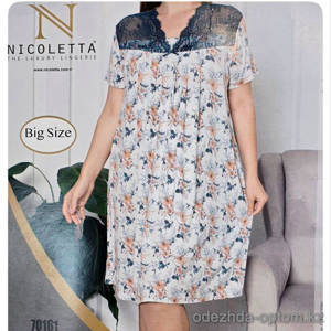 b4-70161 Nicoletta Платье женское домашнее, большие размеры, 2XL-5XL, 1 пачка (4 шт)