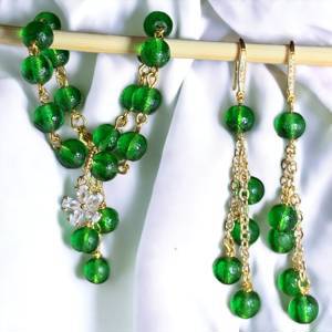 Beaded Moldavite Jewelry Set