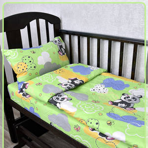Детское постельное белье бязь панды вид 3 зеленый