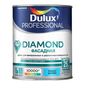 DULUX DIAMOND ФАСАДНАЯ краска для минеральных и деревянных поверхностей матовая база BW 1л