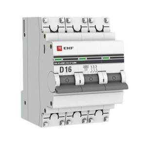 Автоматический выключатель 3P 16А (D) 6кА ВА 47-63M c электромагнит. расцепителем PROxima | mcb4763m-6-3-16D-pro EKF
