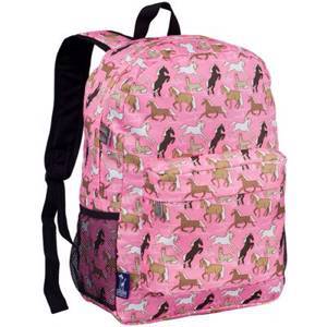 Children's Backpack with Front Pocket - Pink Horses, Catalogue Number:, 132-6598
