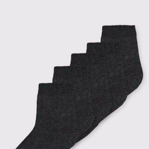 Grey Plain Ankle Socks 5 Pack - 6-8.5